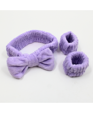 Set bandeau de démaquillage avec bracelets de poignets violet