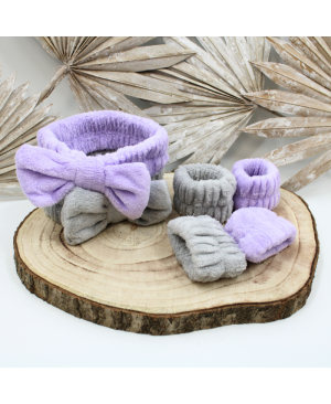 Set bandeau de démaquillage avec bracelets de poignets violet