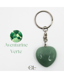 Porte-clefs avec pierre naturelle Aventurine Verte A 30mm en forme de coeur