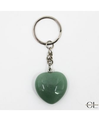 Porte-clefs avec pierre naturelle Aventurine Verte A 30mm en forme de coeur
