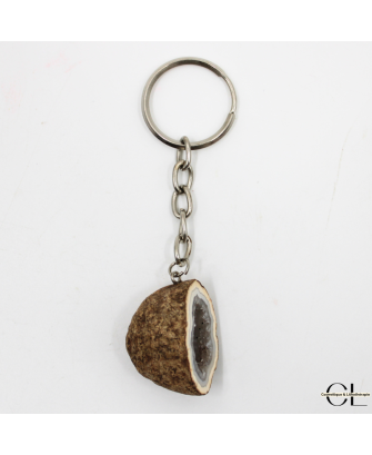 Porte-clefs avec pierre naturelle Géode Agate brute 3cm
