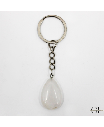 Porte-clefs en pierre naturelle Cristal de Roche A 30mm en forme de goutte