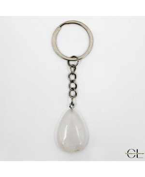 Porte-clefs en pierre naturelle Cristal de Roche A 30mm en forme de goutte