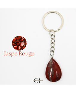 Porte-clefs avec pierre naturelle Jaspe Rouge AB 30mm en forme de goutte
