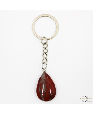 Porte-clefs avec pierre naturelle Jaspe Rouge AB 30mm en forme de goutte