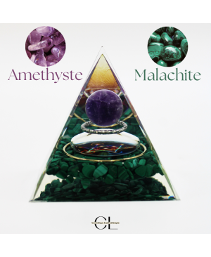 Orgonite pyramide Amethyste  Malachite Métatron
