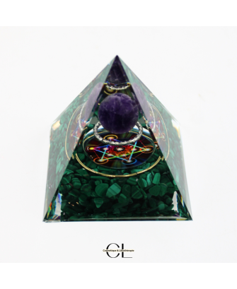 Orgonite pyramide Amethyste  Malachite Métatron