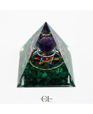 Orgonite pyramide Amethyste  Malachite Métatron