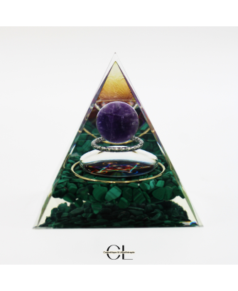 Orgonite pyramide Amethyste  Malachite Métatron