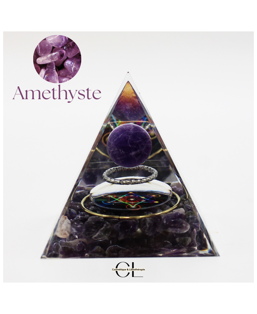 Orgonite pyramide Amethyste Métatron