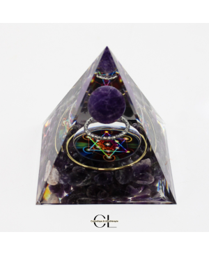 Orgonite pyramide Amethyste Métatron