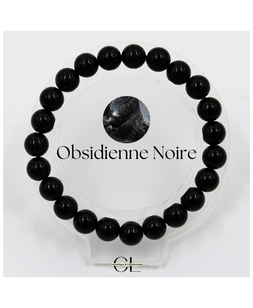 Bracelet en pierres naturelles Obsidienne noire A 8mm