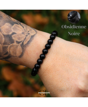 Bracelet en pierres naturelles Obsidienne noire A 8mm