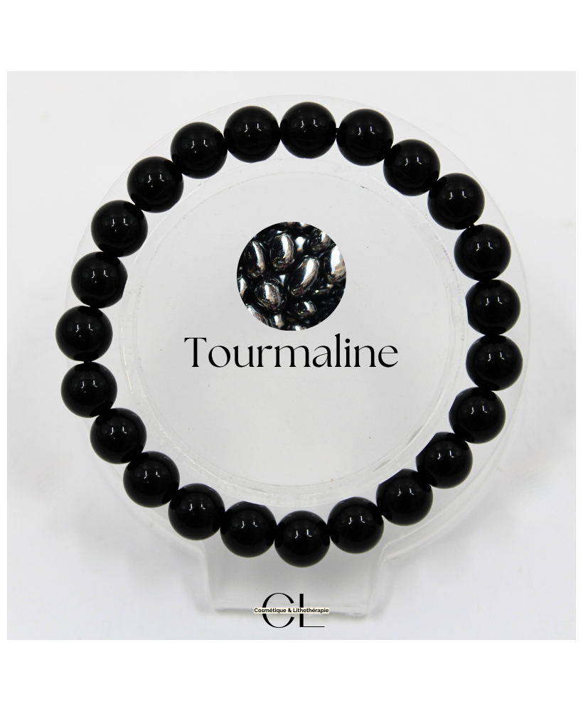 Bracelet en pierres naturelles Tourmaline noire A 8mm