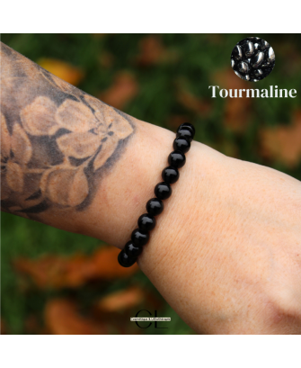Bracelet en pierres naturelles Tourmaline noire A 8mm
