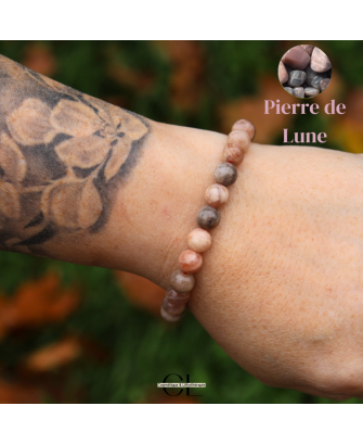 Bracelet en pierres naturelles Pierre de Lune Multicolore AB 8-9mm