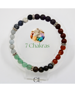 Bracelet en pierres naturelles 7 chakras et strass AB 8mm