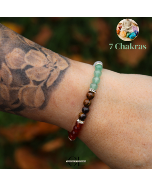 Bracelet en pierres naturelles 7 chakras et strass AB 8mm