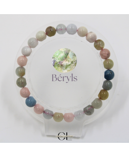 Bracelet en pierres naturelles Béryls Aigue marine et Morganite A 7mm