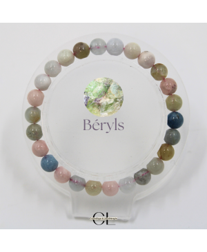 Bracelet en pierres naturelles Béryls Aigue marine et Morganite A 7mm