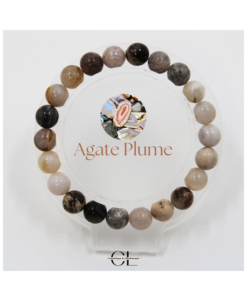 Bracelet en pierres naturelles Agate Plume AB 8mm