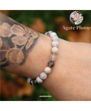 Bracelet en pierres naturelles Agate Plume AB 8mm