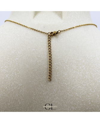 Collier chaine en acier inoxydable doré  avec pierre Améthyste A et Croix