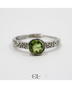 Bague en cuivre blanc ajustable facetté Péridot AA