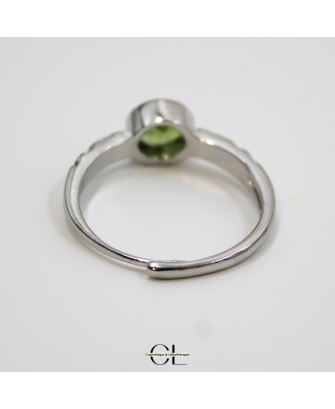 Bague en cuivre blanc ajustable facetté Péridot AA