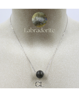 Collier en argent 925  avec pierre Labradorite A Boule 12mm