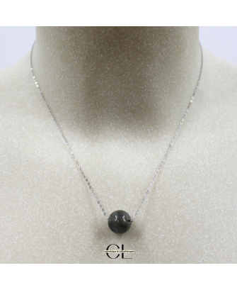 Collier en argent 925  avec pierre Labradorite A Boule 12mm