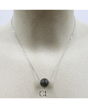 Collier en argent 925  avec pierre Labradorite A Boule 12mm