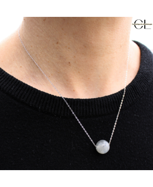 Collier en argent 925  avec pierre Labradorite A Boule 12mm