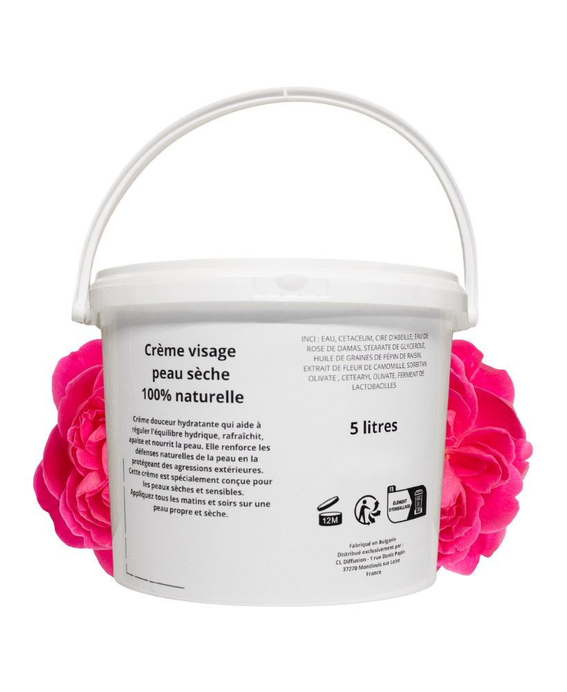 Crème visage peau sèche - gros contenant 5 LITRES