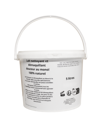 Lait nettoyant/démaquillant au monoi - gros contenant 5 LITRES