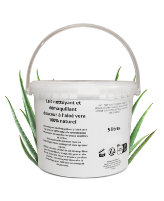 Lait nettoyant/démaquillant à l'aloe vera - gros contenant 5 LITRES