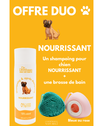 Shampoing pour chien 200ml  brosse de bain - OFFRE DUO - NOURRISSANT