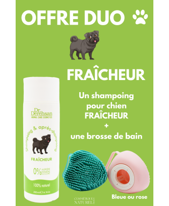 Shampoing pour chien 200ml  brosse de bain - OFFRE DUO - FRAÎCHEUR