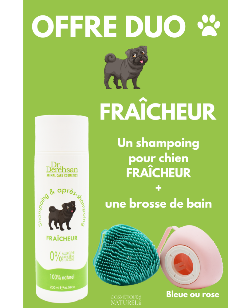 Shampoing pour chien 200ml  brosse de bain - OFFRE DUO - FRAÎCHEUR
