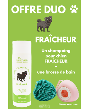 Shampoing pour chien 200ml  brosse de bain - OFFRE DUO - FRAÎCHEUR