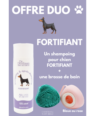 Shampoing pour chien 200ml  brosse de bain - OFFRE DUO - FORTIFIANT