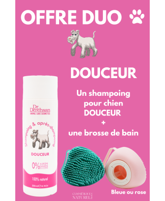 Shampoing pour chien 200ml  brosse de bain - OFFRE DUO - Douceur