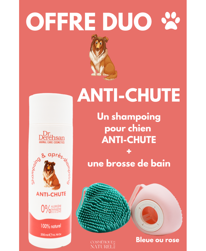 Shampoing pour chien 200ml  brosse de bain - OFFRE DUO - ANTI-CHUTE