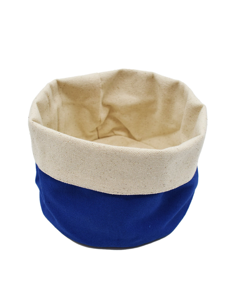 Panier en tissu - Bleu et beige