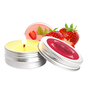 Mini Bougie de massage mousse fraise 100% naturelle 30ml