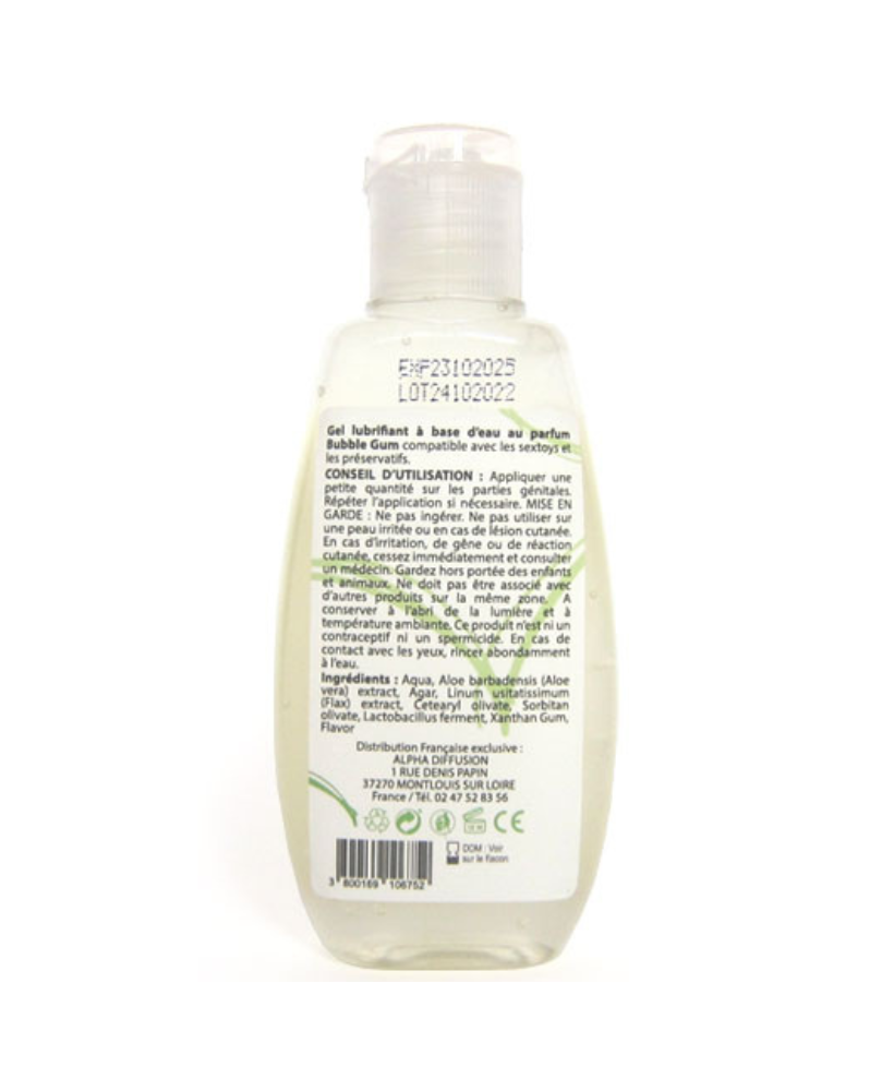 Lubrifiant à base d'eau 100% naturel Bubble Gum 90 ml