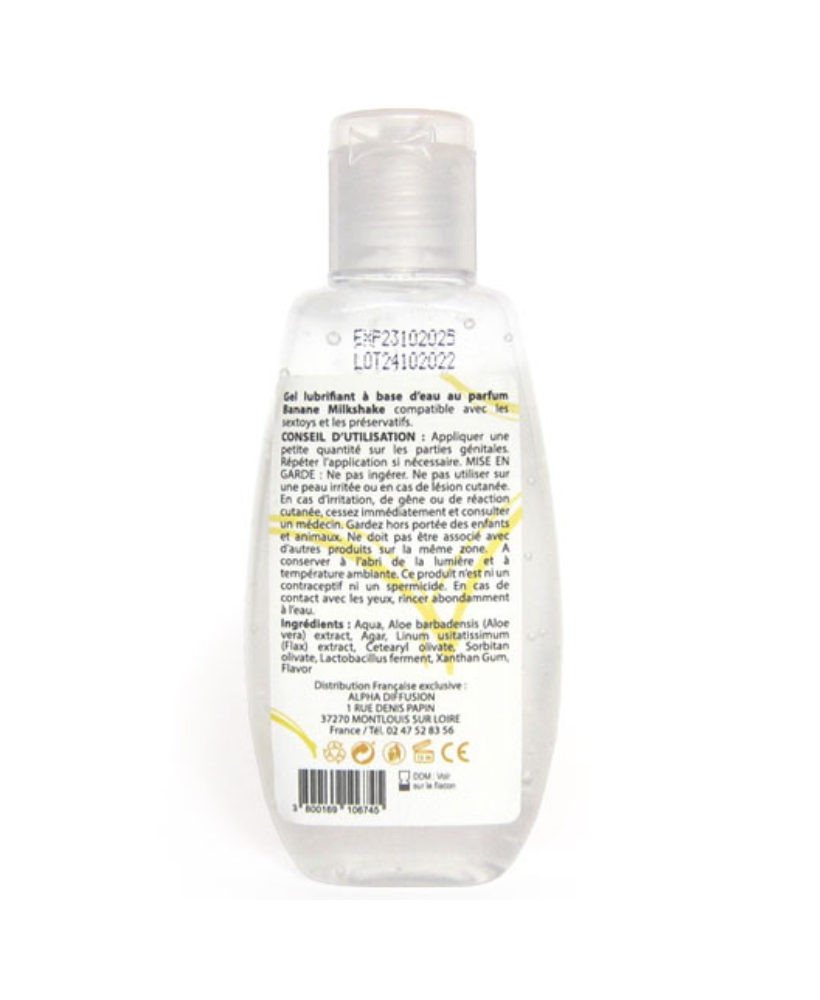 Lubrifiant à base d'eau 100% naturel Banane Milkshake 90 ml