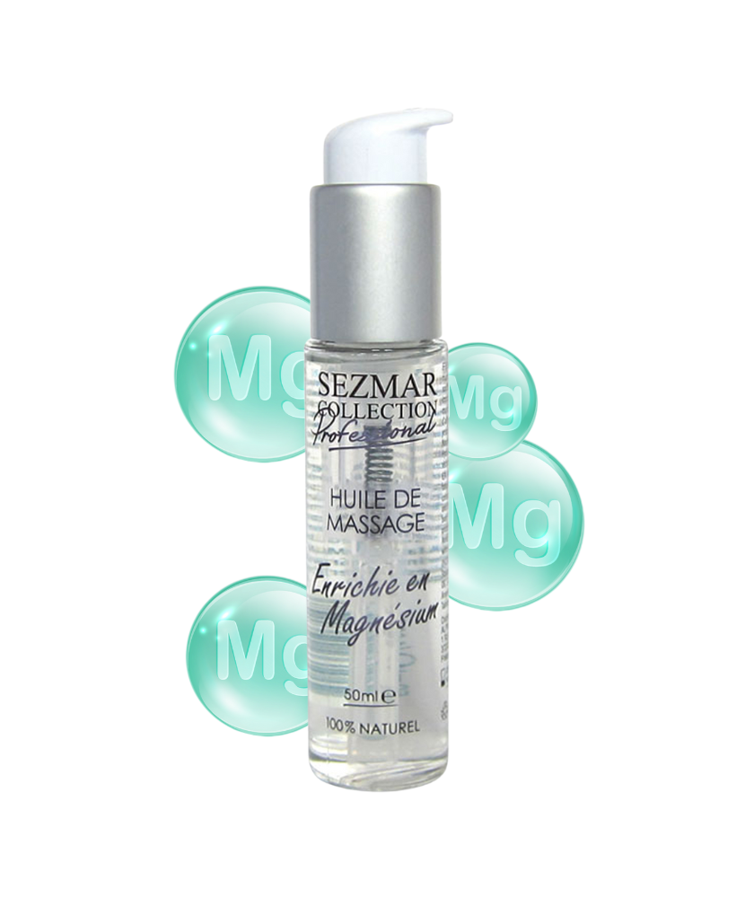 Huile de massage professionnelle Enrichie en Magnésium 100% naturelle 50 ml
