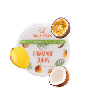 Gommage corps à la noix de coco, mangue  fruit de la passion - 250ml 100% naturel