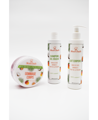 Gommage corps à la noix de coco, mangue  fruit de la passion - 250ml 100% naturel